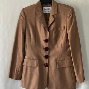 GianFranco Ferre Studio Size 8 Burgundy/Crème Blazer.